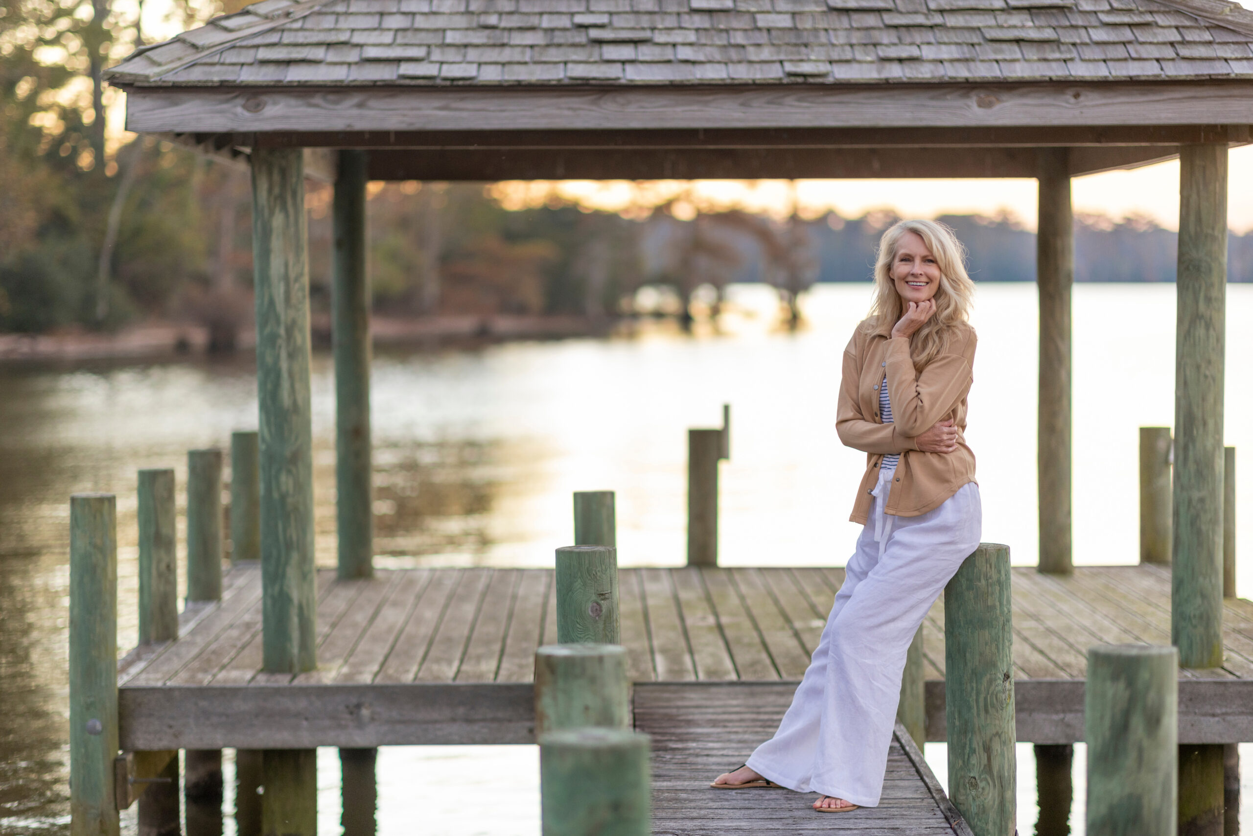 Woman posing on a dock