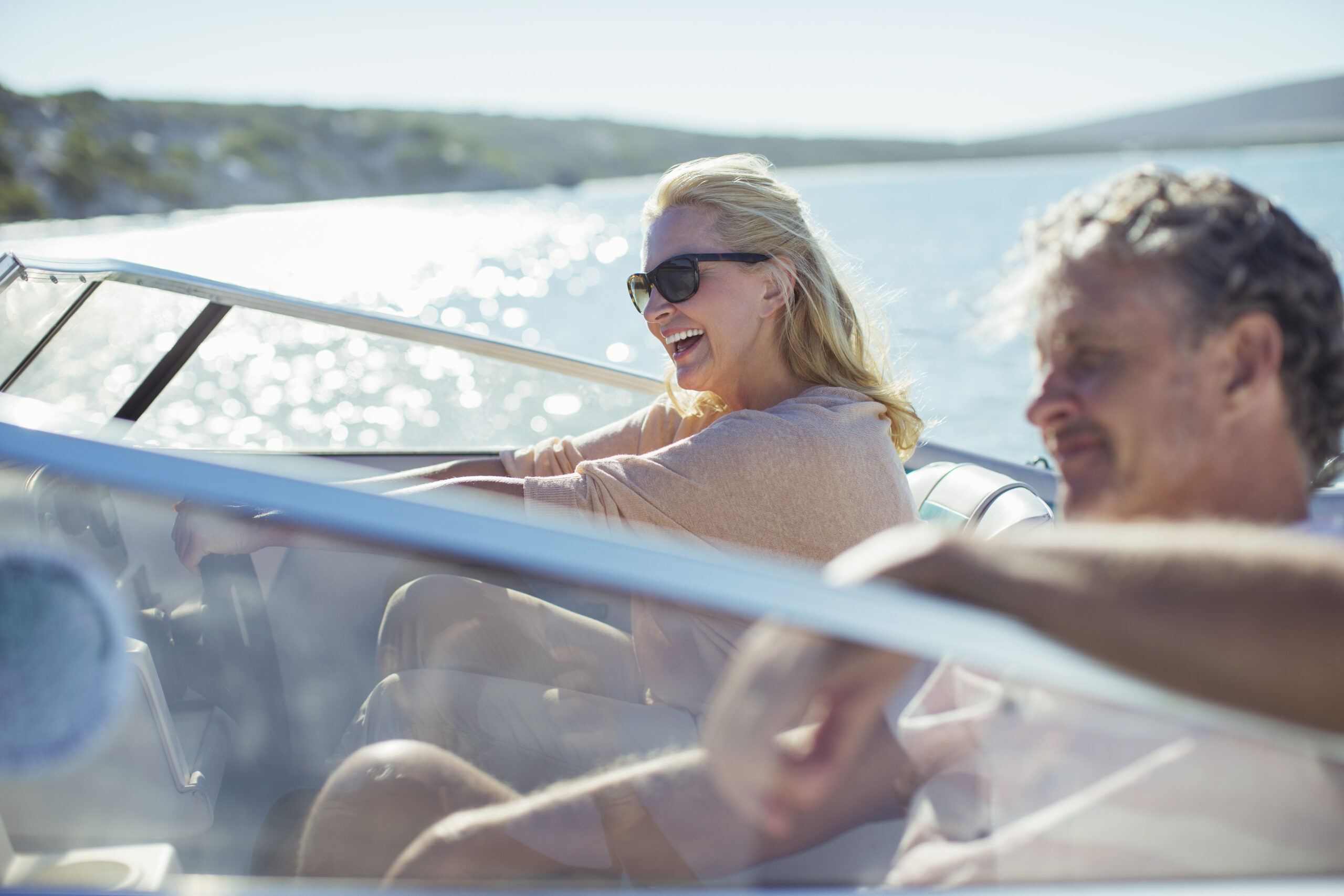 Couple enjoying a boat ride
