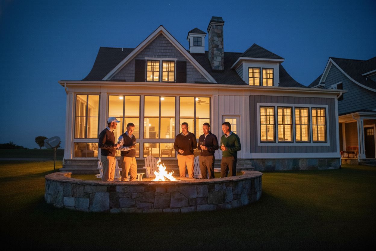 Occano golfers around fire